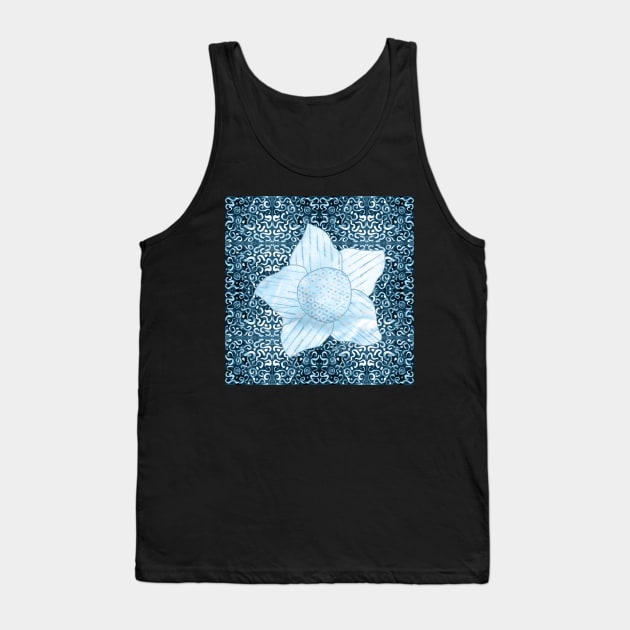 flower on white swirls and dots muted blue and teal for kids and nursery Tank Top by DlmtleArt